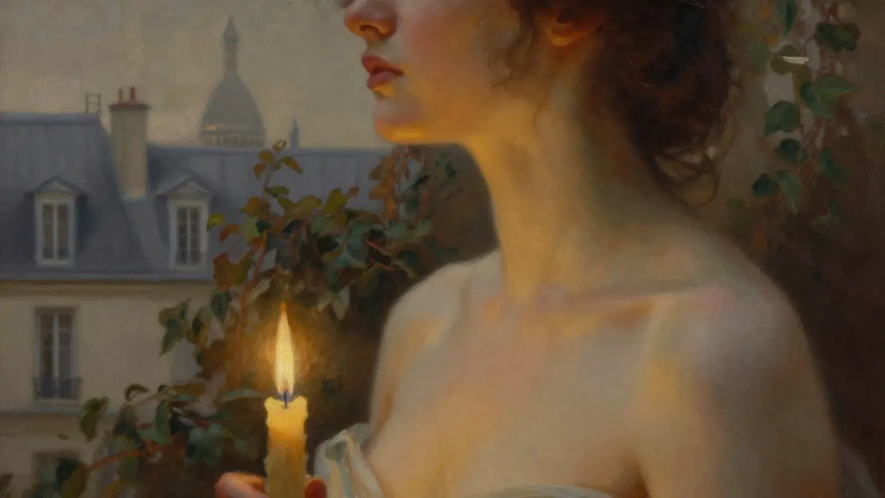 A softly lit shoulder and neck, painted in the style of French Romantic art, suggesting sensuality through subtle beauty.